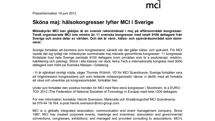 Sköna maj: hälsokongresser lyfter MCI i Sverige