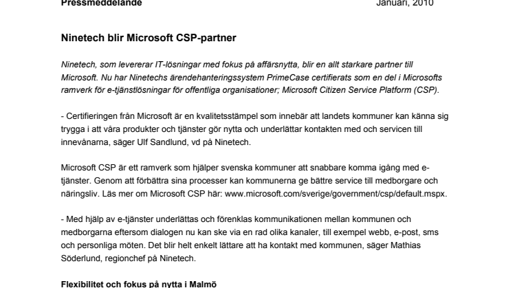 Ninetech blir Microsoft CSP-partner