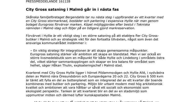 City Gross satsning i Malmö går in i nästa fas