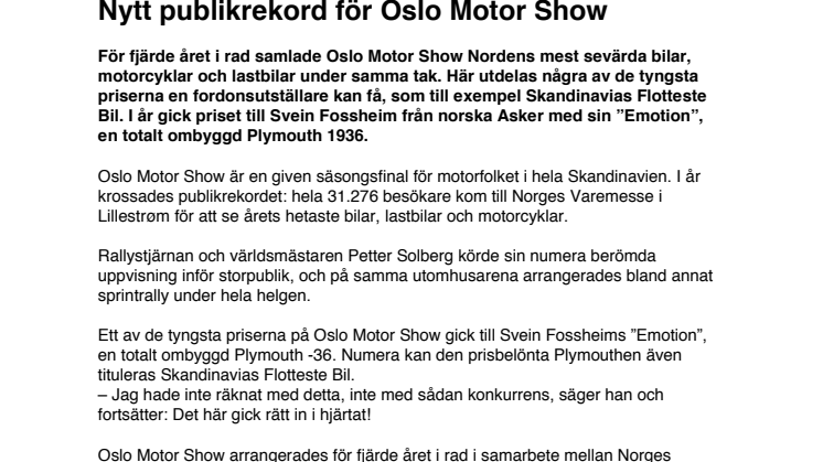 Nytt publikrekord för Oslo Motor Show