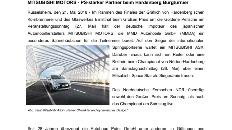 MITSUBISHI MOTORS - PS-starker Partner beim Hardenberg Burgturnier