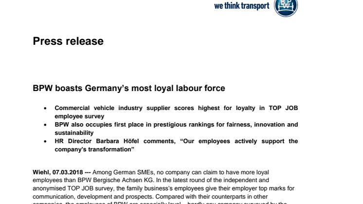 BPW boasts Germany’s most loyal labour force