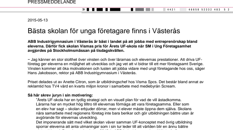 Bästa skolan för unga företagare finns i Västerås