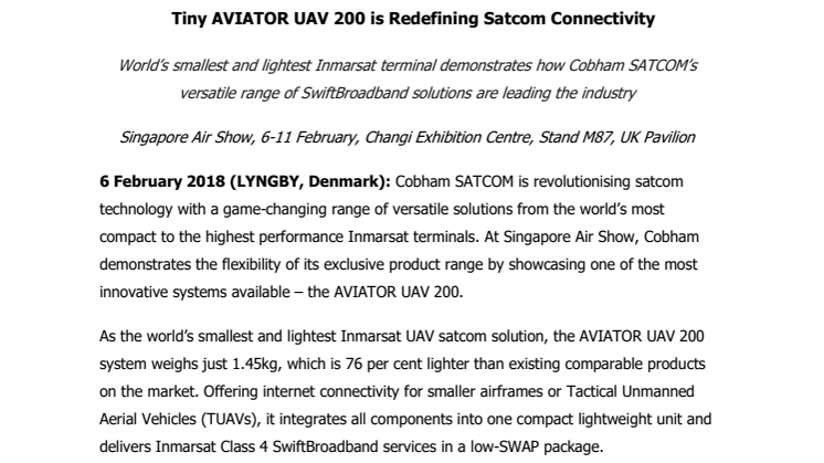 Tiny AVIATOR UAV 200 is Redefining Satcom Connectivity