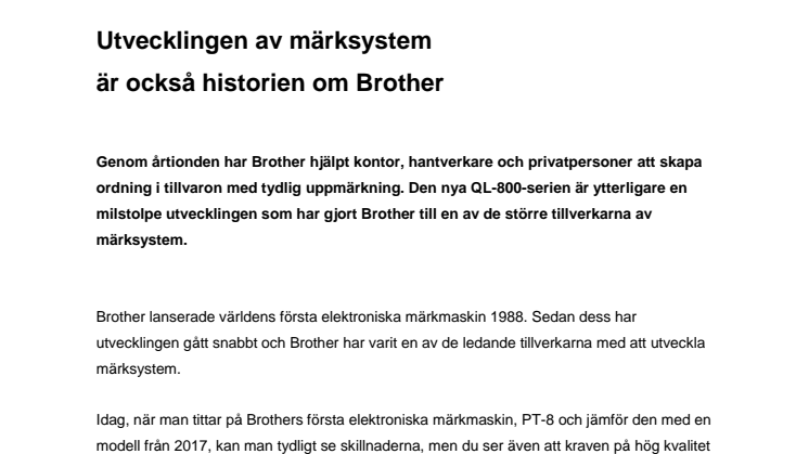 Utvecklingen av märksystem  är också historien om Brother