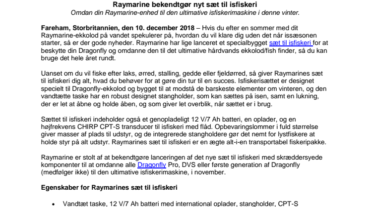 Raymarine bekendtgør nyt sæt til isfiskeri