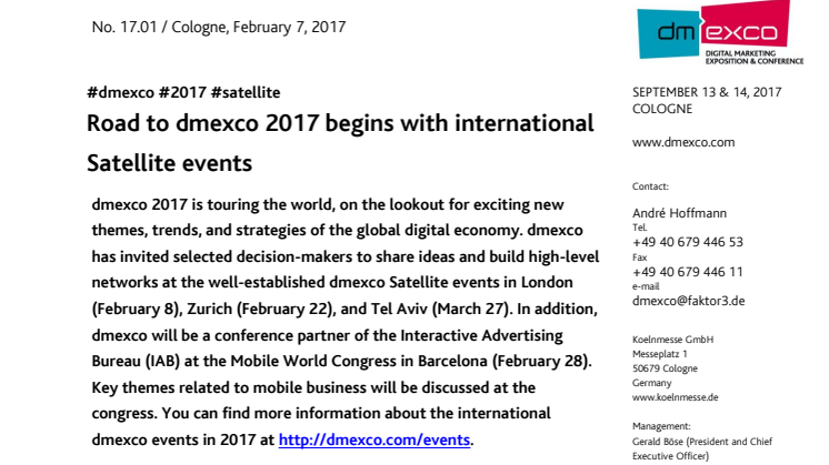 Road to dmexco 2017 begins with international Satellite events