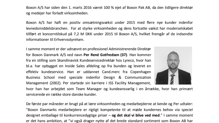 Boxon Danmark A/S konsoliderer sig og ansætter en ny ledelse