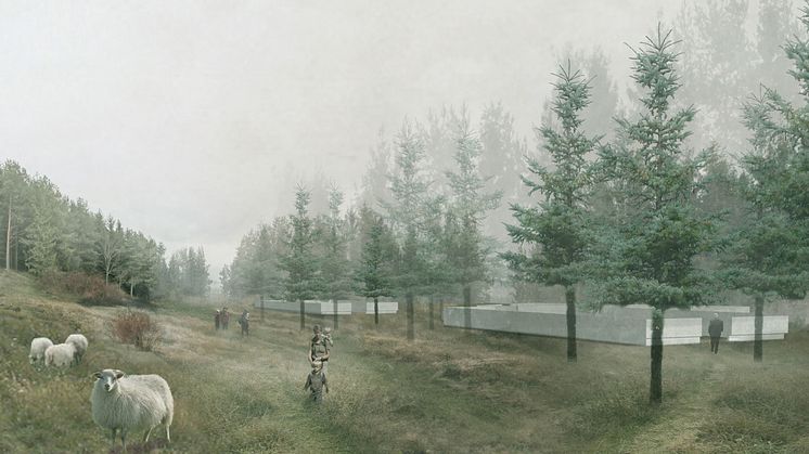 Arkitekt Kristine Jensens illustrationer visar betande får. Men i verkligheten planeras Järva begravningsplats för bilkaos.