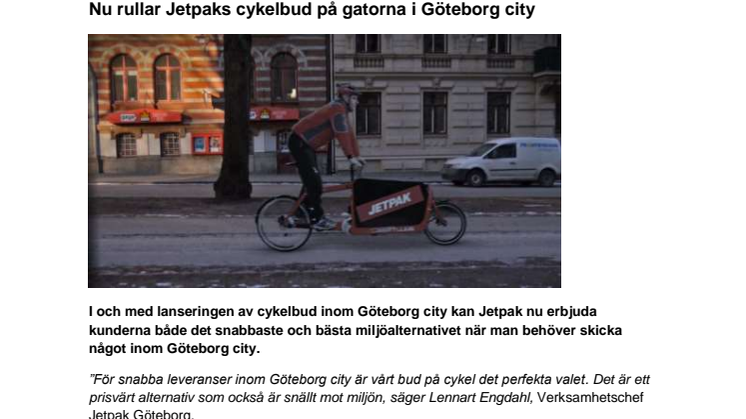Nu rullar Jetpaks cykelbud på gatorna i Göteborg city