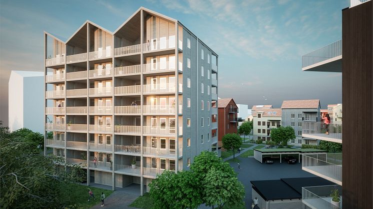 JSB Construction AB och Tosito AB har tecknat ett totalentreprenadavtal gällande nybyggnation av 33 bostadsrättslägenheter i området Kärnekulla i Habo. Bild: Tosito AB