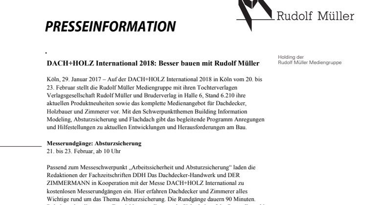 DACH+HOLZ International 2018: Besser bauen mit Rudolf Müller 