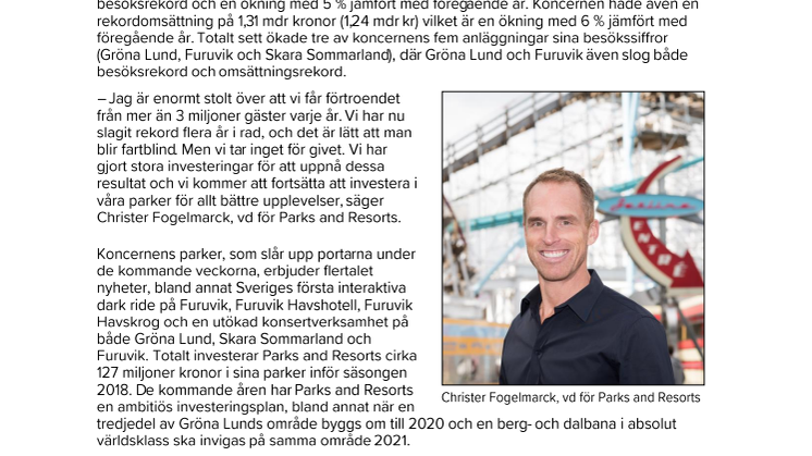 Nytt rekordår för Parks and Resorts nöjesparker