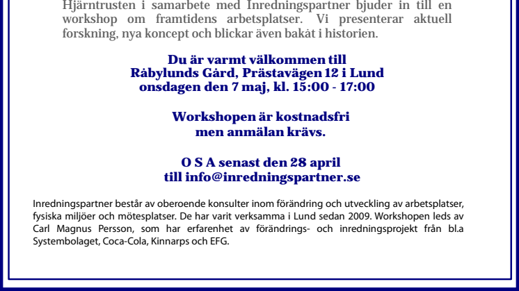 Inbjudan workshop om Aktivitetsbaserade arbetsplatser
