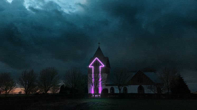 Uppåt (Upwards) Part of light and sound installation at Odarslöv Church (2018). Artist and photographer: Jesper Wachtmeister