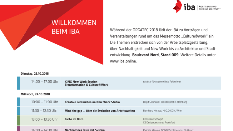 Programm IBA-Bühne ORGATEC 2018