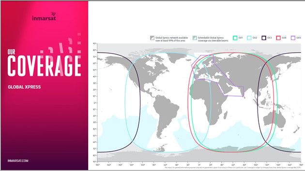 Image - Inmarsat - Inmarsat's Global Xpress coverage map with the addition of GX5 (purple overlay for additional capacity for Europe and the Middle East)