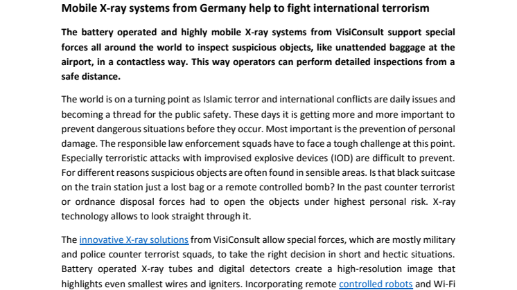 Mobile X-ray systems from Germany help to fight international terrorism