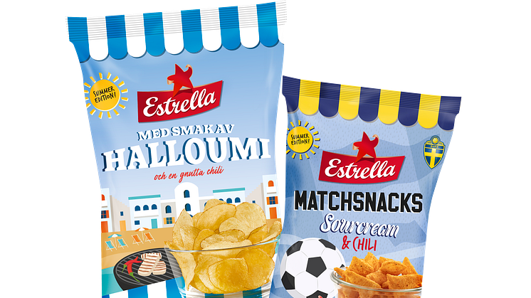 Estrellas två första sommarsnacks 2021: Halloumi med lite chili och Matchsnacks Sourcream & Onion