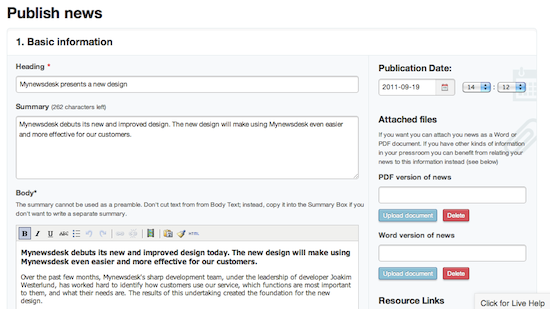 Mynewsdesk sitt nye design