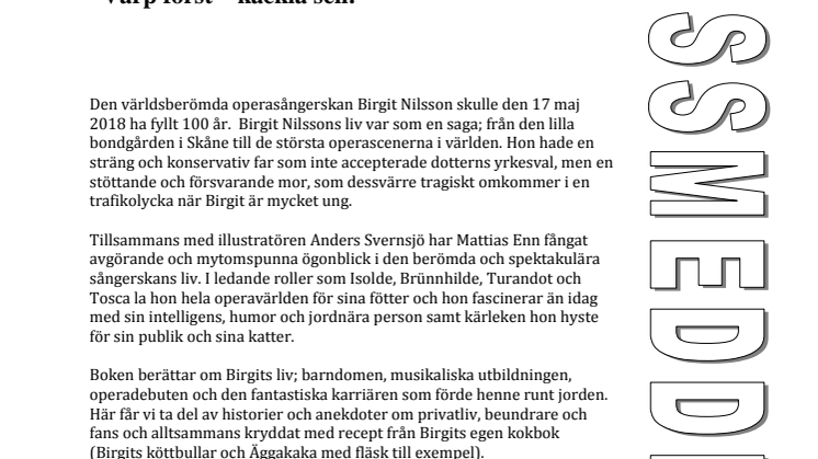 Ny bok: Birgit Nilsson i ord och bild - "Värp först, kackla sen!" av Mattias Enn och Anders Svernsjö