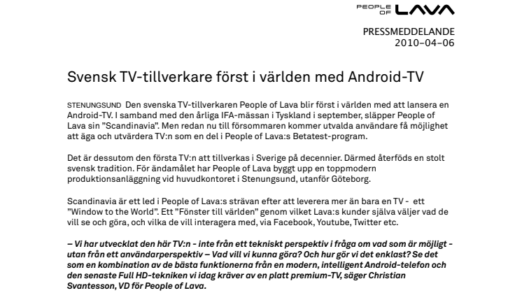 Svensk TV-tillverkare först i världen med Android-TV 