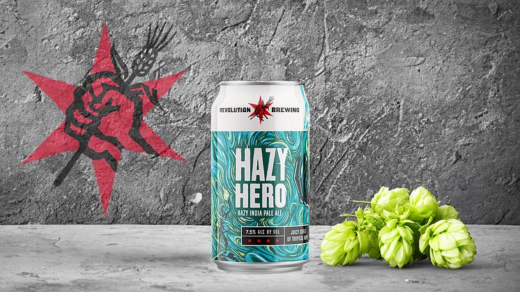 Revolution Brewery lanserar Hazy Hero: En Hazy DIPA fullmatad med amerikansk humle.