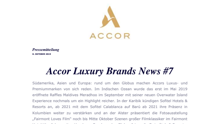 Accor Luxury Brands News #7