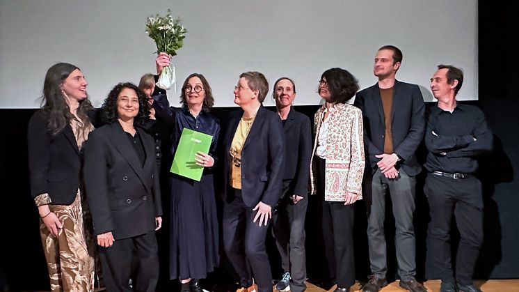 Foto från disputationen: (från vänster) Juliette Mapp, Karen Pearlman, Annika Boholm, Kersti Grunditz Brennan, Ilona Hongisto, Maria Hedman Hvitfeldt, Mieke Bernink, Maarten Coëgnarts, Filipe Roque do Vale.  Foto: SKH