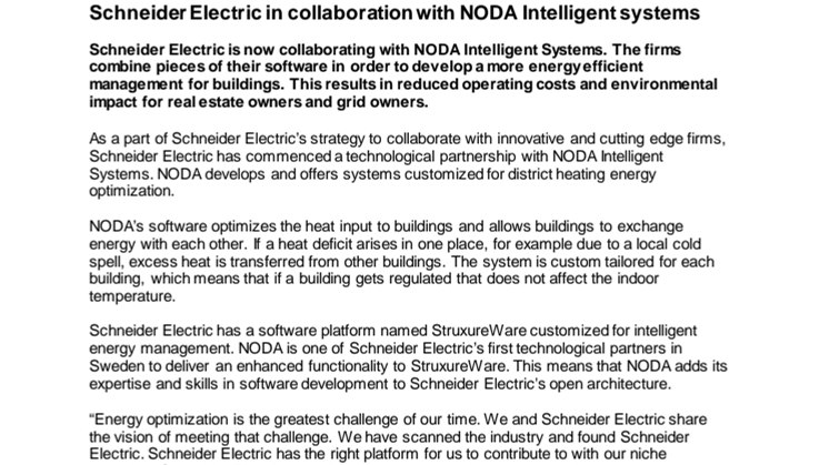 Schneider Electric in collaboration with NODA Intelligent systems_141027