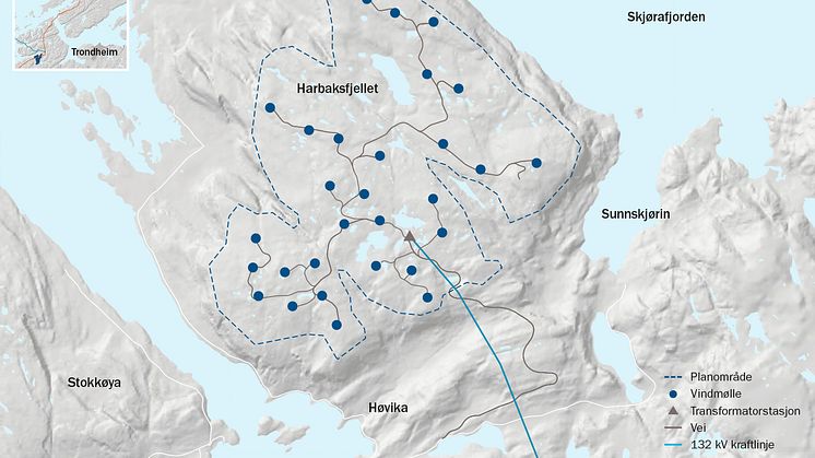 Faktaark-kart Harbaksfjellet-vindpark-NO