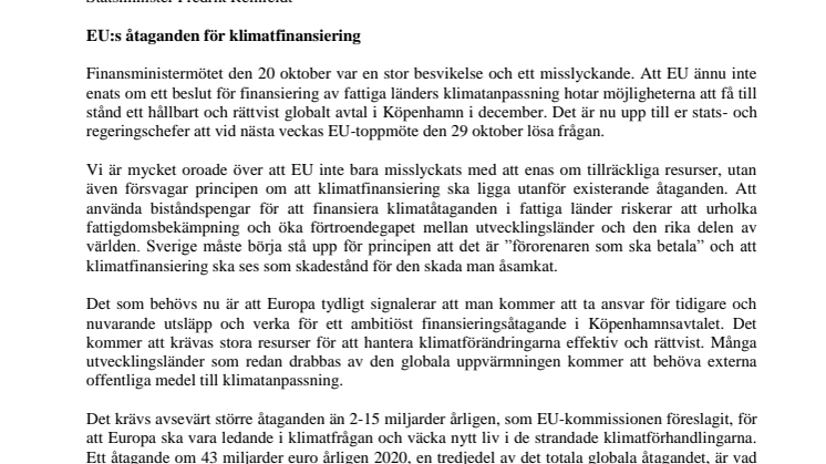 Öppet brev till Fredrik Reinfeldt