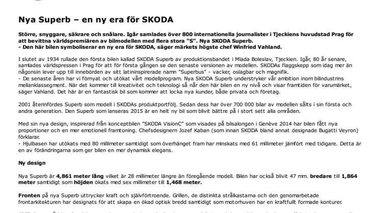 Nya Superb – en ny era för SKODA