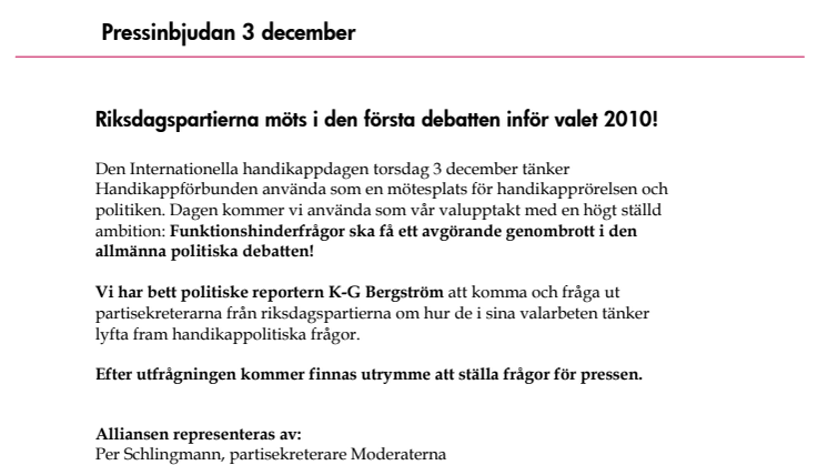 Riksdagspartierna möts i den första debatten inför valet 2010!