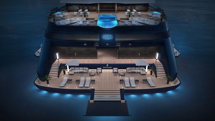 Ritz-Carlton Yacht Collection - Evrima aft night view