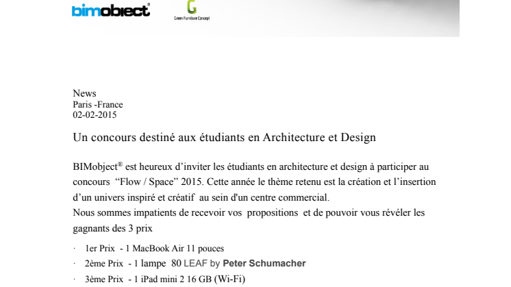 Un concours destiné aux étudiants en Architecture et Design 