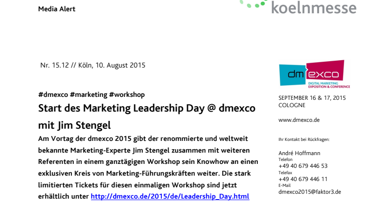 Start des Marketing Leadership Day @ dmexco mit Jim Stengel