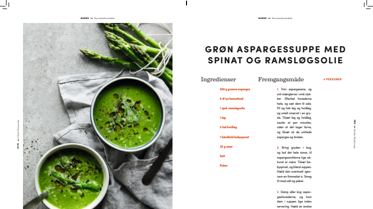 Opskrift: Grøn aspargessuppe med spinat og ramsløgsolie