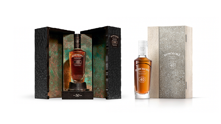 Bowmore® 1969 50yo | 46.9% abv | En klenod från1960-talet﻿﻿ &  Bowmore® 40-year-old | 48.7% abv | 2021 års upplaga