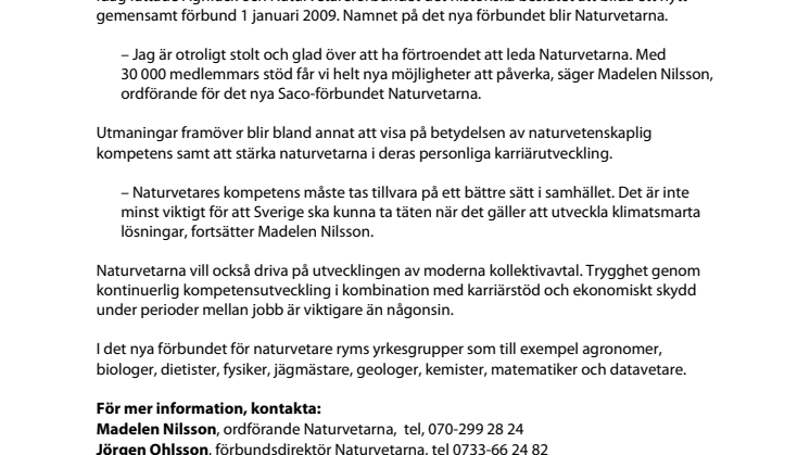 Nytt starkt förbund för Sveriges naturvetare