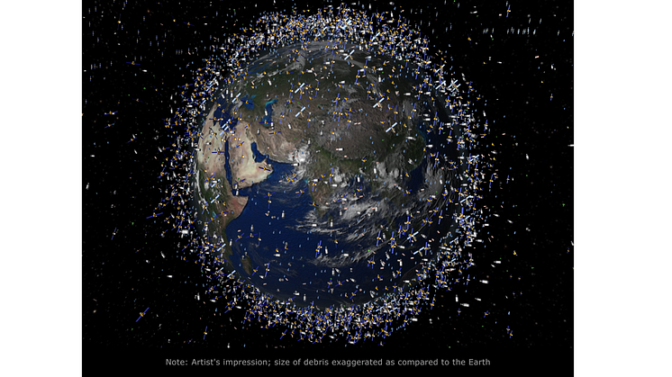 Debris objects - mostly debris - in low Earth orbit (LEO) - view over the equator. Copyright European Space Agency - ESA