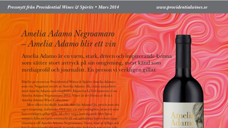 Amelia Adamo blir ett vin!