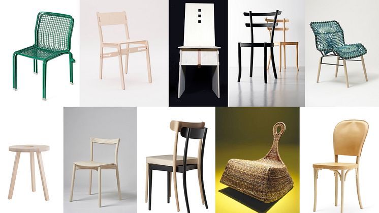 De tio svenska finalisterna i designtävlingen Sustainable Chairs