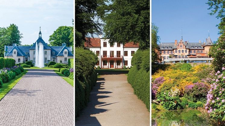 Tre trädgårdar: Norrvikens trädgårdar, Fredriksdals museer och trädgårdar samt Sofiero slott och slottsträdgård. Fotograf fr vänster: Norrvikens privata, Ralf Ekvall och Anders Ebertfeldt.