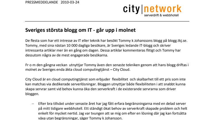 Sveriges största blogg om IT - går upp i molnet