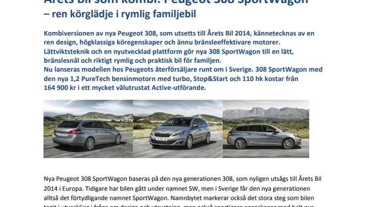 Sverigepremiär för nya Peugeot 308 SportWagon