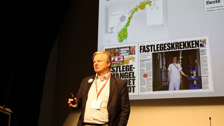 Tom Ole Øren presenterer Utviklingsplanen på Våruka 2019. Foto: Vilde Baugstø