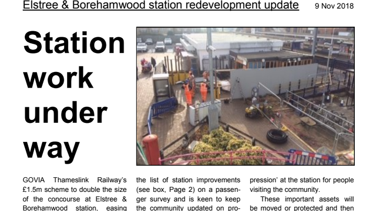 Station extension starts  at Elstree & Borehamwood