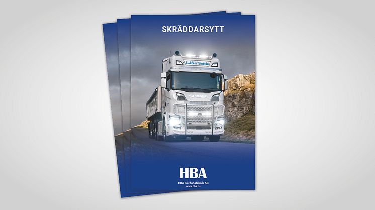 En broschyr som innefattar belysningsalternativ passande Scania
