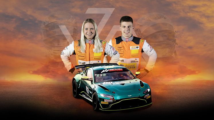 Andreas och Jessica Bäckman redo för säsongsinledningen i Tyskland i deras Aston Martin AMR Vantage GT4. Foto: JA Bäckman (Fria rättigheter att använda bilden)